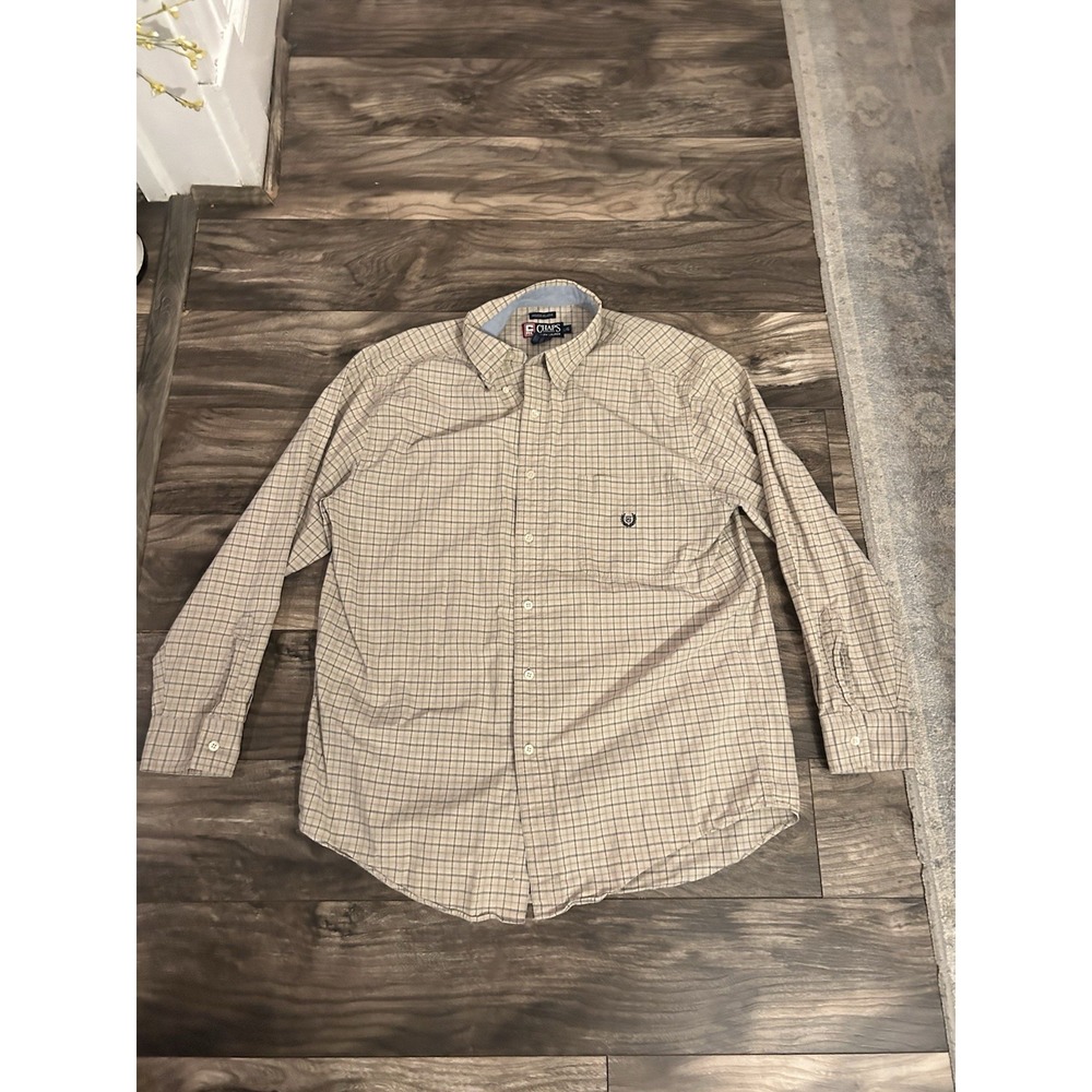 Ralph Lauren‎ Chaps Mens Large Shirt Yellow Plaid Check Button-Down 578